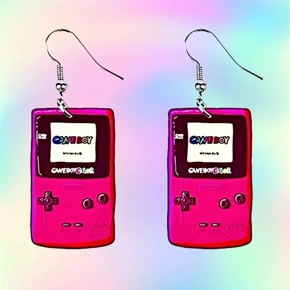 Portable Game Console Hot Pink Y2K Dangle Acrylic Earrings NEW